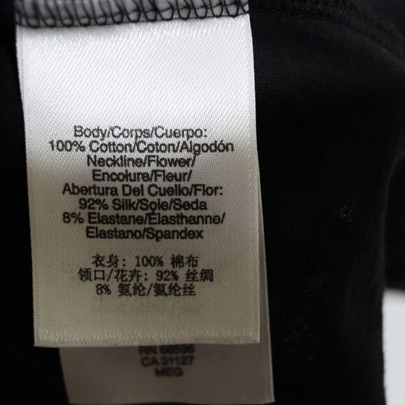 DKNY Black Blouse with Ribbon Flower Detail Business casual LARGE - Picture 11 of 11